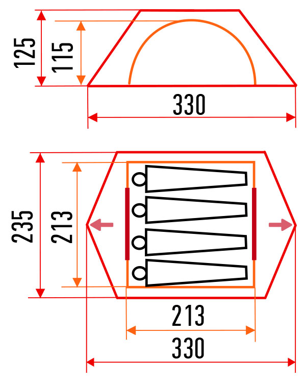 Палатка туристическая «ЛОТОС-4» фибергласс